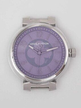 Louis Vuitton 41.5mm Stainless Steel and Lilac Swiss Quartz Tambour Watch Face